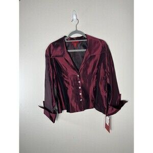 JS Collections Evening Top Jacket Blazer Rhinestone Buttons shiny metallic Sz 16